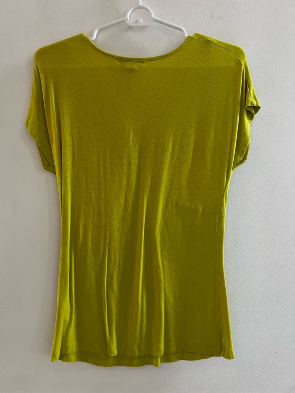Willi Smith Lime Green Draped Knot Top | Ruched V-Neck Blouse | Statement Chic S - Picture 5 of 5